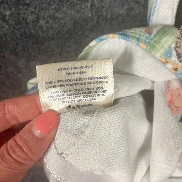 Blu C Tropical Leopard One Shoulder Cutout Monokini Swimsuit BUJR19117 Sz Large - Picture 7 of 10